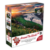 Autour du monde (2 faces) - Gullfoss Waterfall, Islande - Kalambaka, Grèce (550pcs)