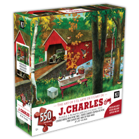 PFG Covered Bridge with Picnic Table, J. Charles (550pcs) (Usage/Used - PUZZLES FOR GOOD)