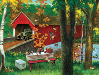 PFG Covered Bridge with Picnic Table, J. Charles (550pcs) (Usage/Used - PUZZLES FOR GOOD)