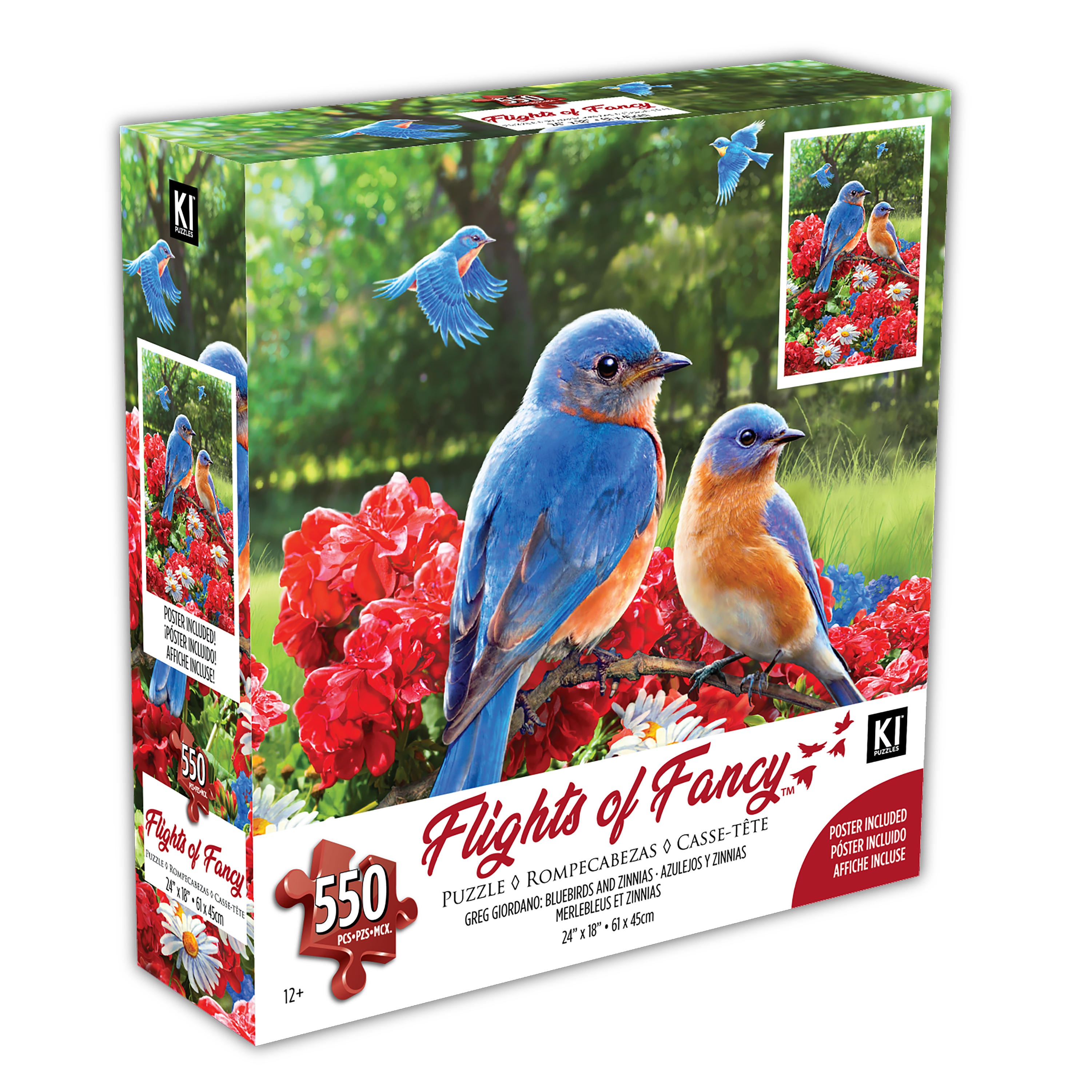 Flights of Fancy - Summer Bluebirds & Geraniums, Greg Giordano (550pcs)