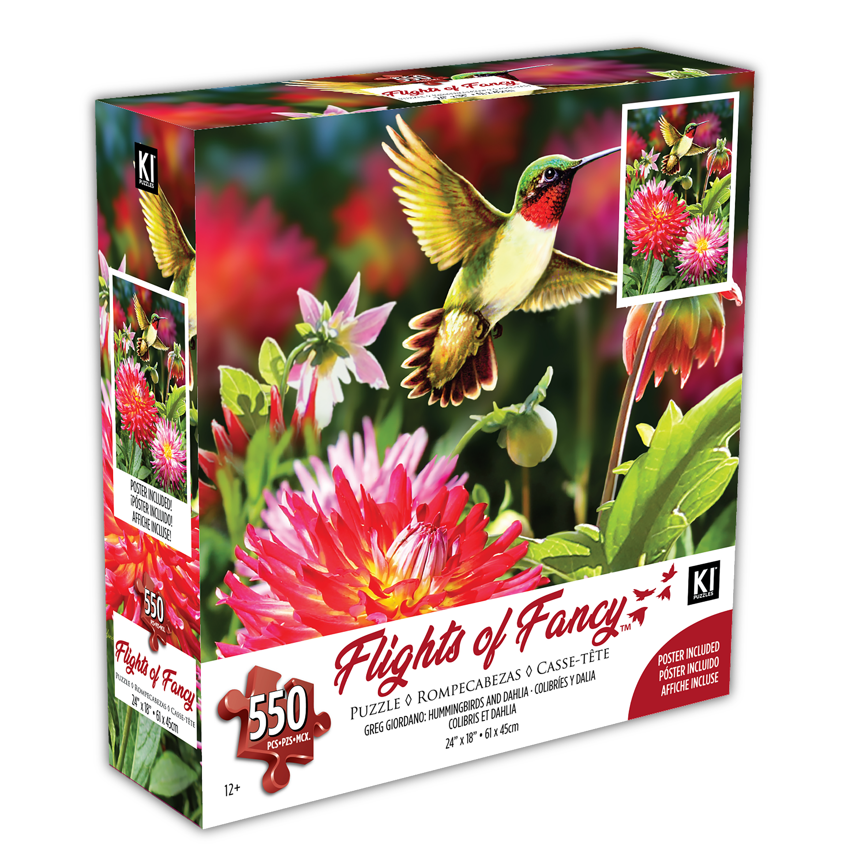 Flights of Fancy - Hummingbirds & Dahlia, Greg Giordano (550pcs)
