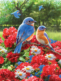 Flights of Fancy - Summer Bluebirds & Geraniums, Greg Giordano (550pcs)