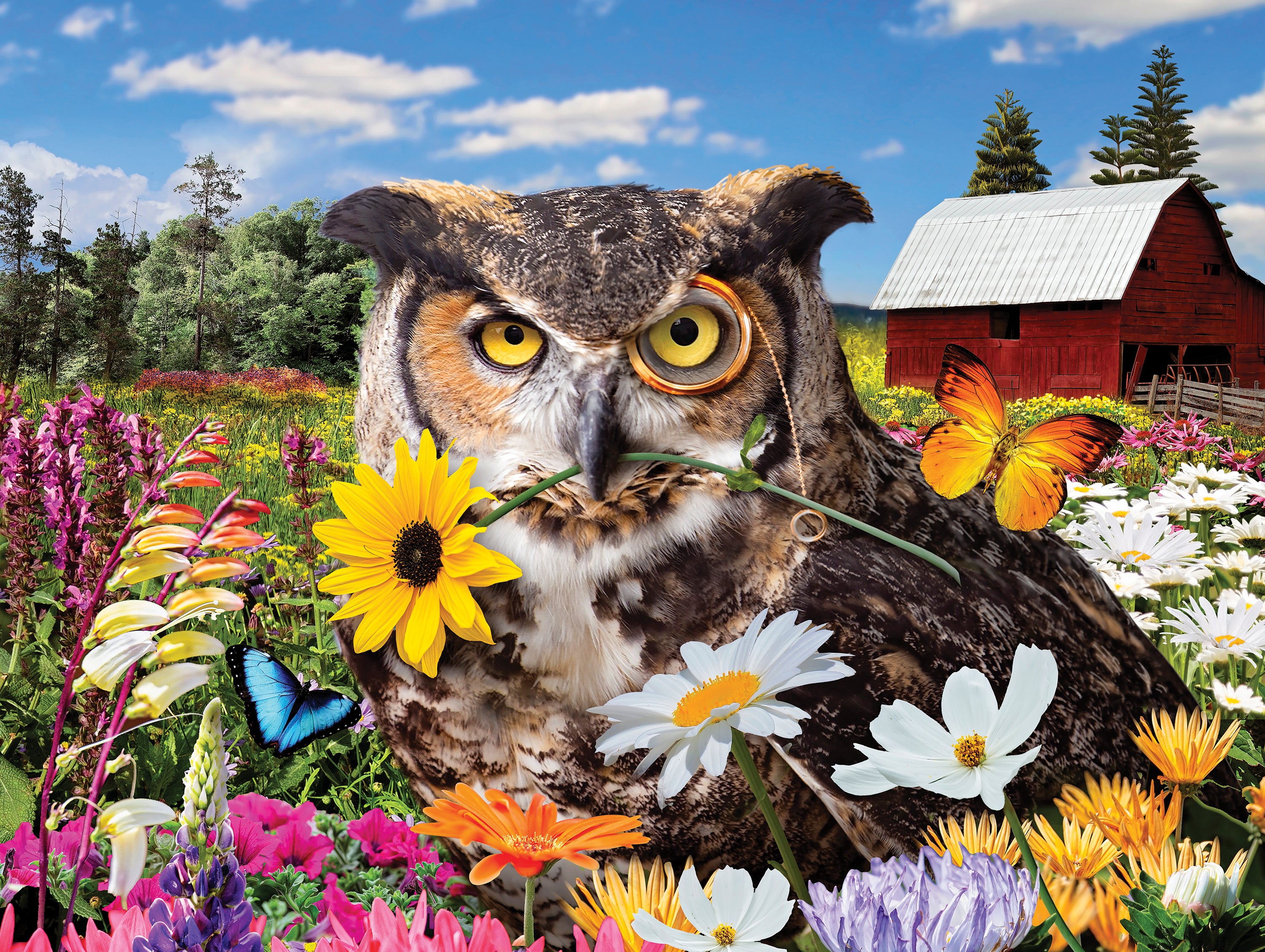 Flights of Fancy - Owl Flower Fiesta, Karen Burke (550pcs)