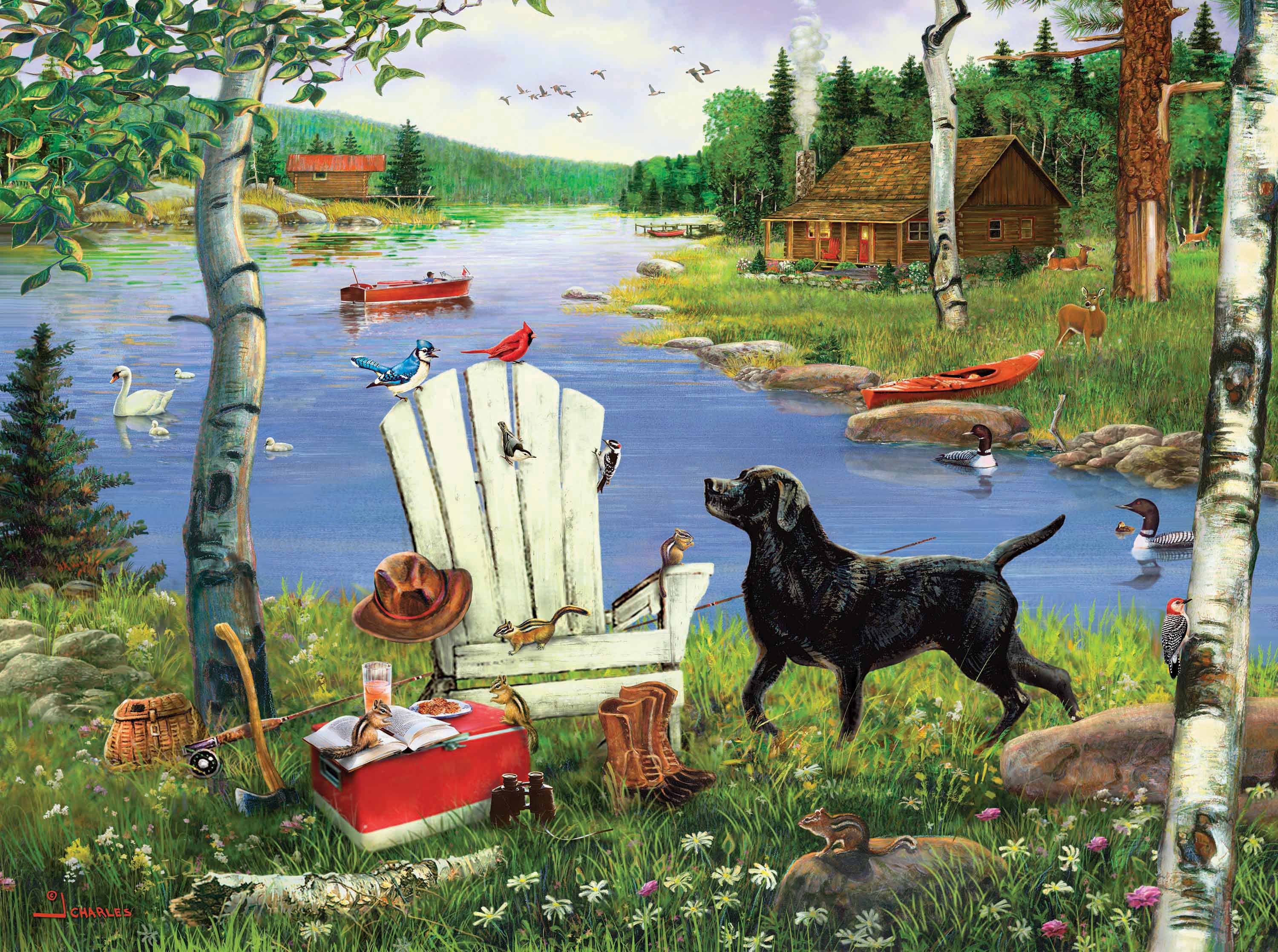 Camping Collection - Black Lab & Adirondack Chair (1000pcs)