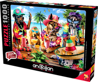 Chiens boit des smoothies sur une plage tropicale, Adrian Chesterman (1000pcs)