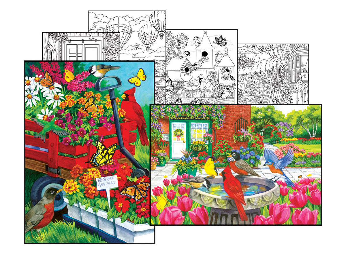 Friends at the Garden Shop + Red Wagon Sale, Nancy Wernersbach (2 puzzles + 4 pages à colorier)