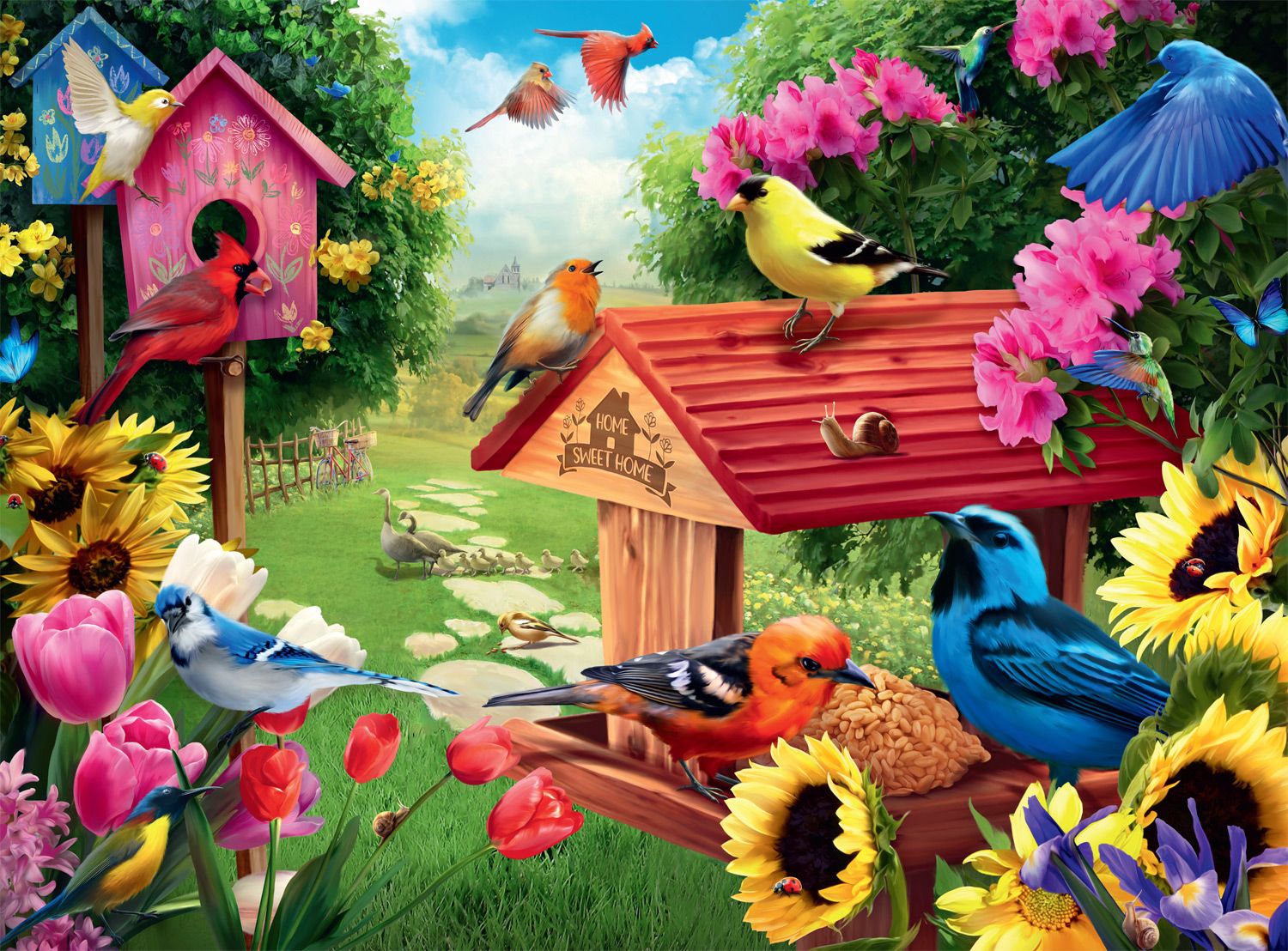 North American Songbirds - Garden Birdhouse