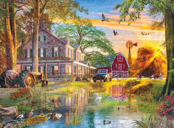 Buy Country life: sunset at the farm Puzzle | Jigsaw Jungle