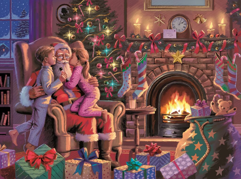 Ravensburger embrassant le Père Noël