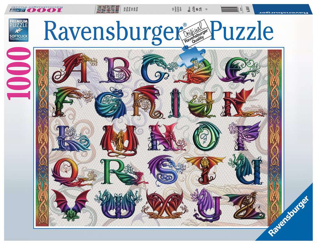 PFG Ravensburger Dragon Alphabet, Sue Ellen Brown (1000pcs) (Usage/Used - PUZZLES FOR GOOD)