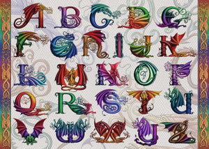 PFG Ravensburger Dragon Alphabet, Sue Ellen Brown (1000pcs) (Usage/Used - PUZZLES FOR GOOD)