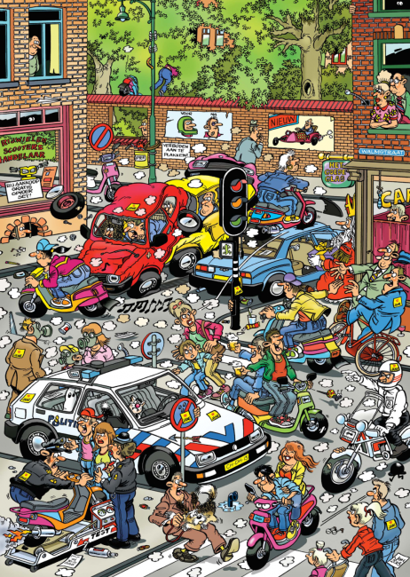 Buy Traffic chaos, jan van haasteren Puzzle | Jigsaw Jungle