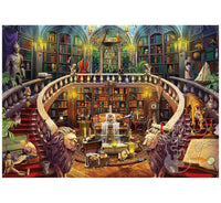 Bibliothèque antique, puzzle énigmatique