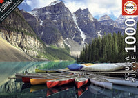Canoes on Moraine Lake, Banff, Alberta