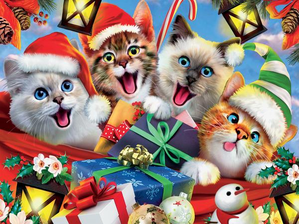 Selfies Christmas - Cats in Hats Selfie