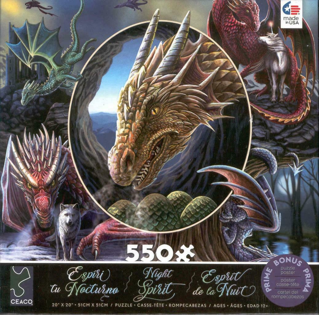 PFG Night Spirit - Dragon Montage, Lisa Parker (550pcs) (Usage/Used - PUZZLES FOR GOOD)
