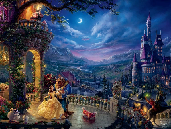 Beauty and the Beast Dancing in the Moonlight, Thomas Kinkade Disney
