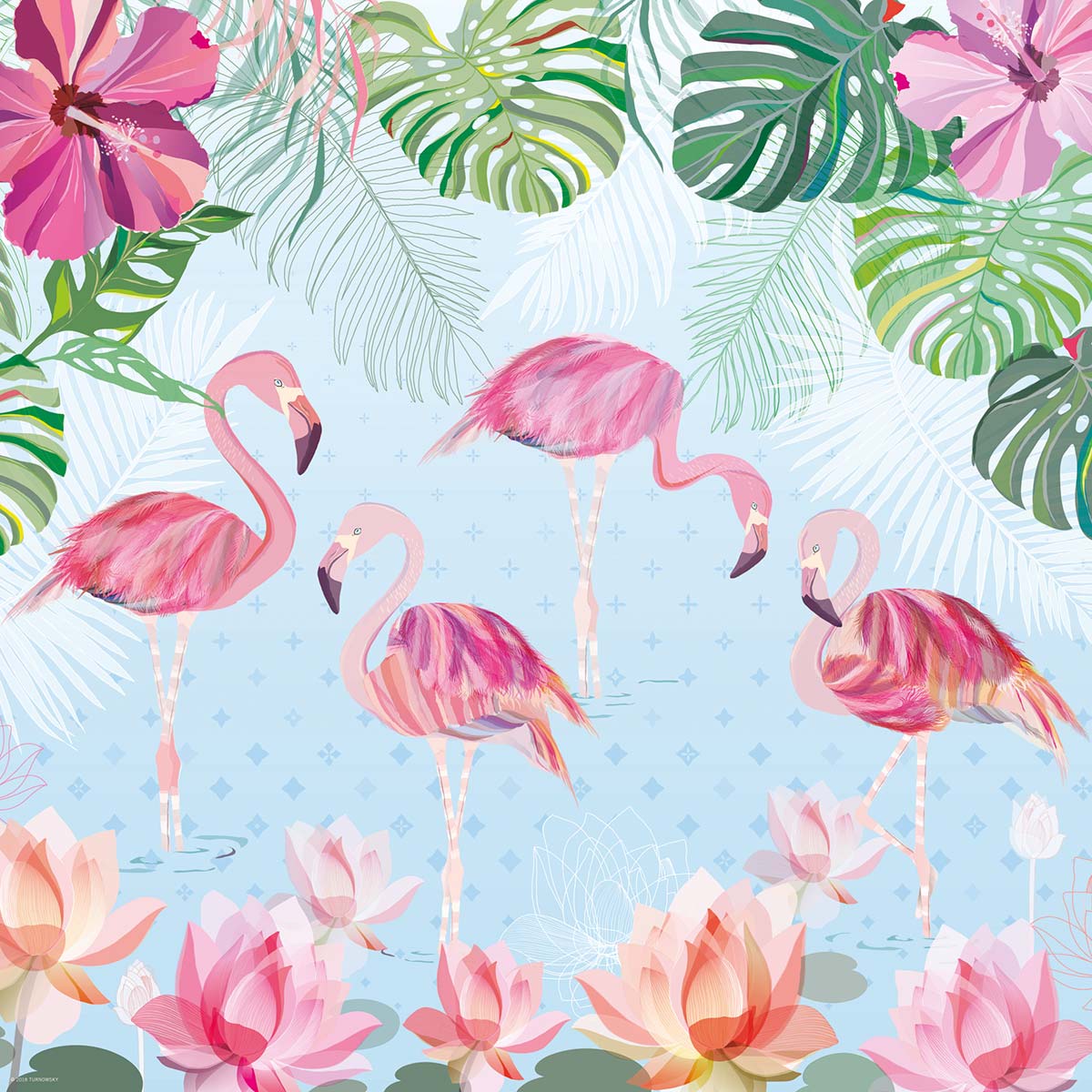 Flamingos & Lilies (1000pcs)