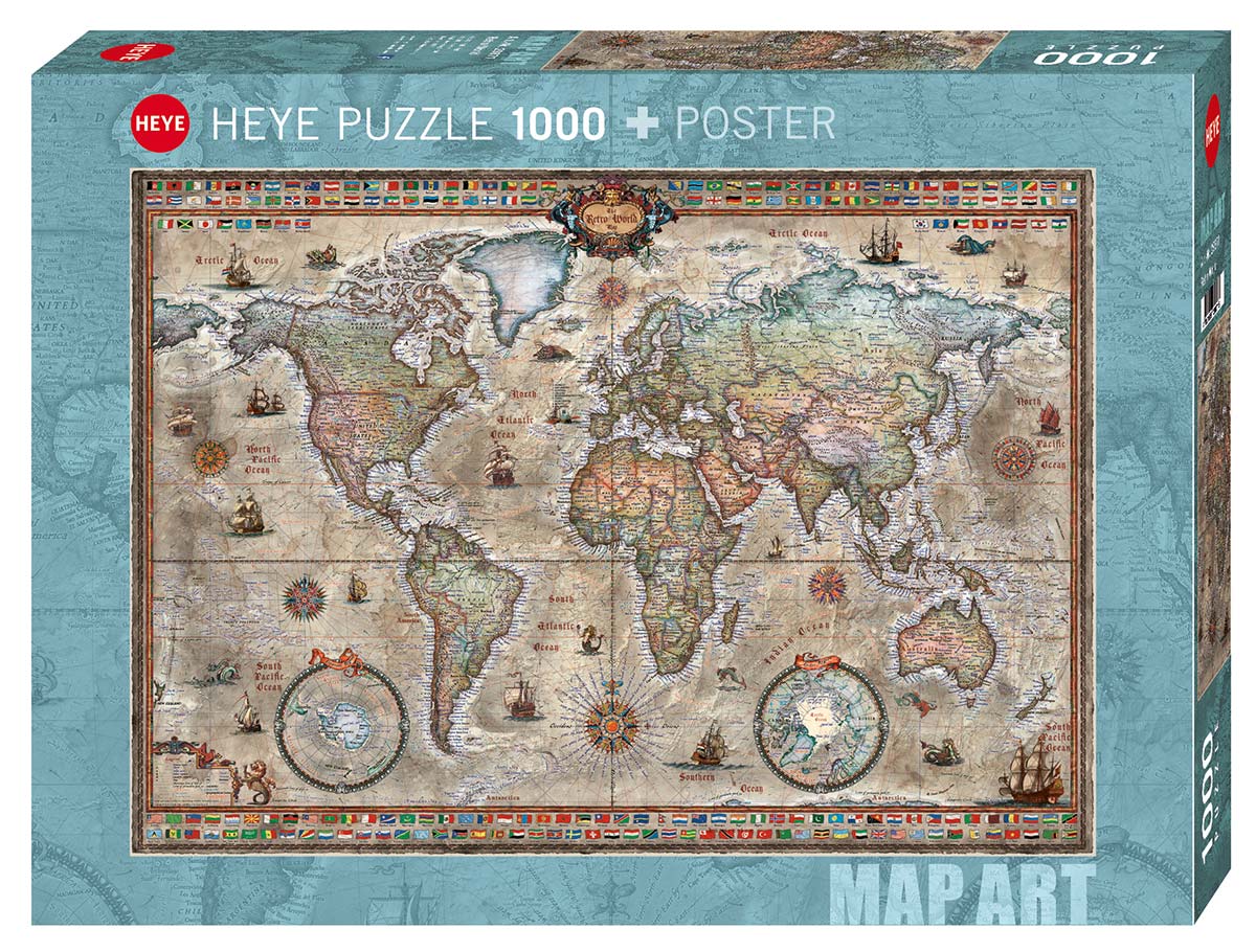 Map Art - Retro World, Rajko Zigic (1000pcs)