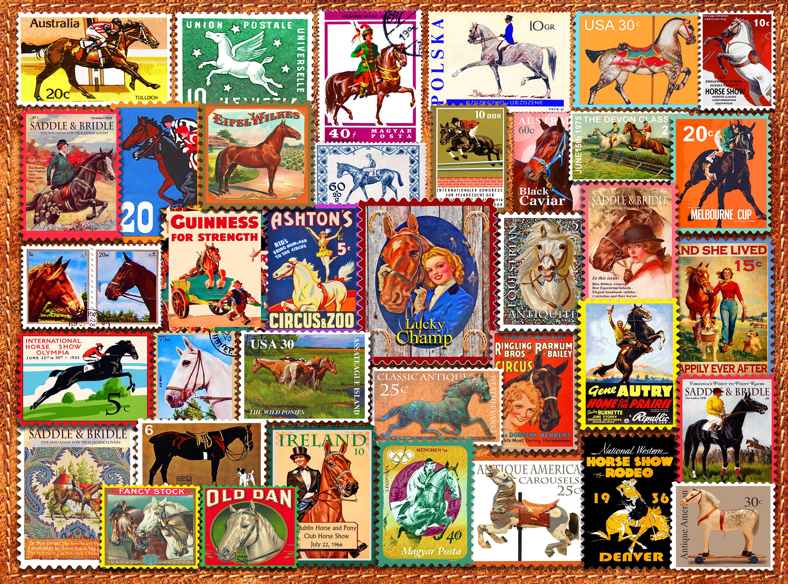 Vintage Equestrian Stamps (1000pcs)
