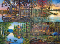 Le grand assortiment en plein air (saison de canard, niché, coucher de soleil d'automne, paix comme une rivière)