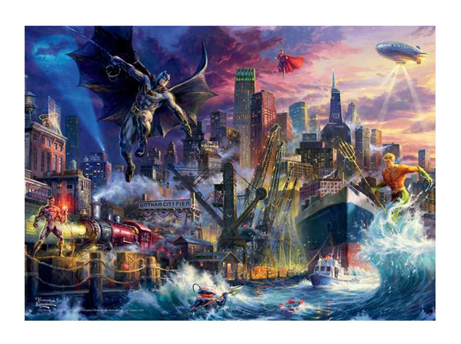 Justice League - Showdown At Gotham Pier, Thomas Kinkade (1000pcs)