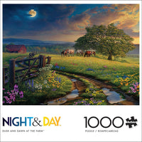 Nuit et jour: crépuscule et aube à la ferme