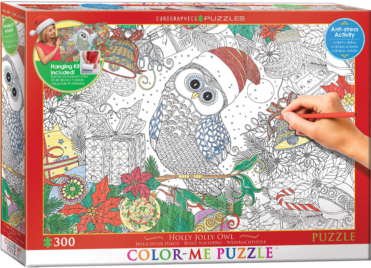 Holly Jolly Owl, Houx Houx Hibou (Color-Me Puzzle)