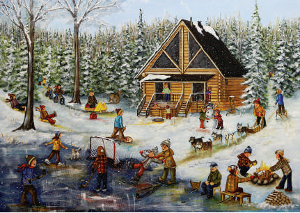 PFG Hiver au chalet en bois rond, Christine Genest (Utilisation/Usagé - PUZZLES FOR GOOD)