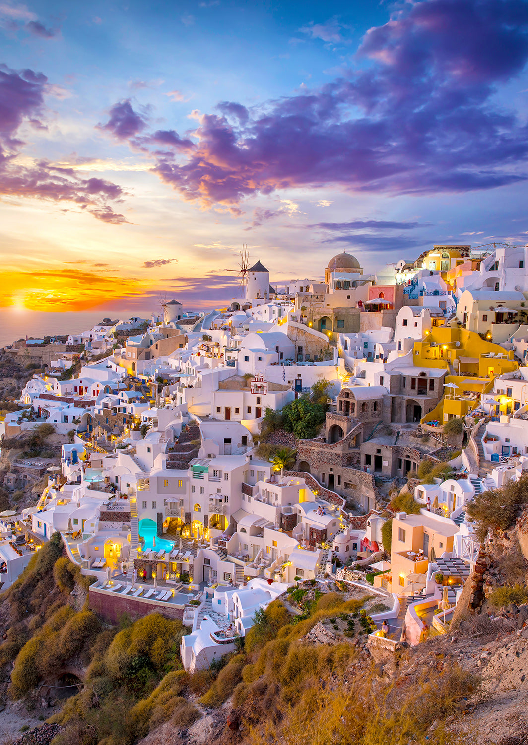 PFG Sunset over Santorini (1000pcs) (Usage/Used - PUZZLES FOR GOOD)