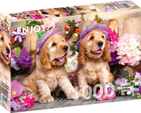 Chiots épagneuls avec chapeaux de fleurs (1000pcs)
