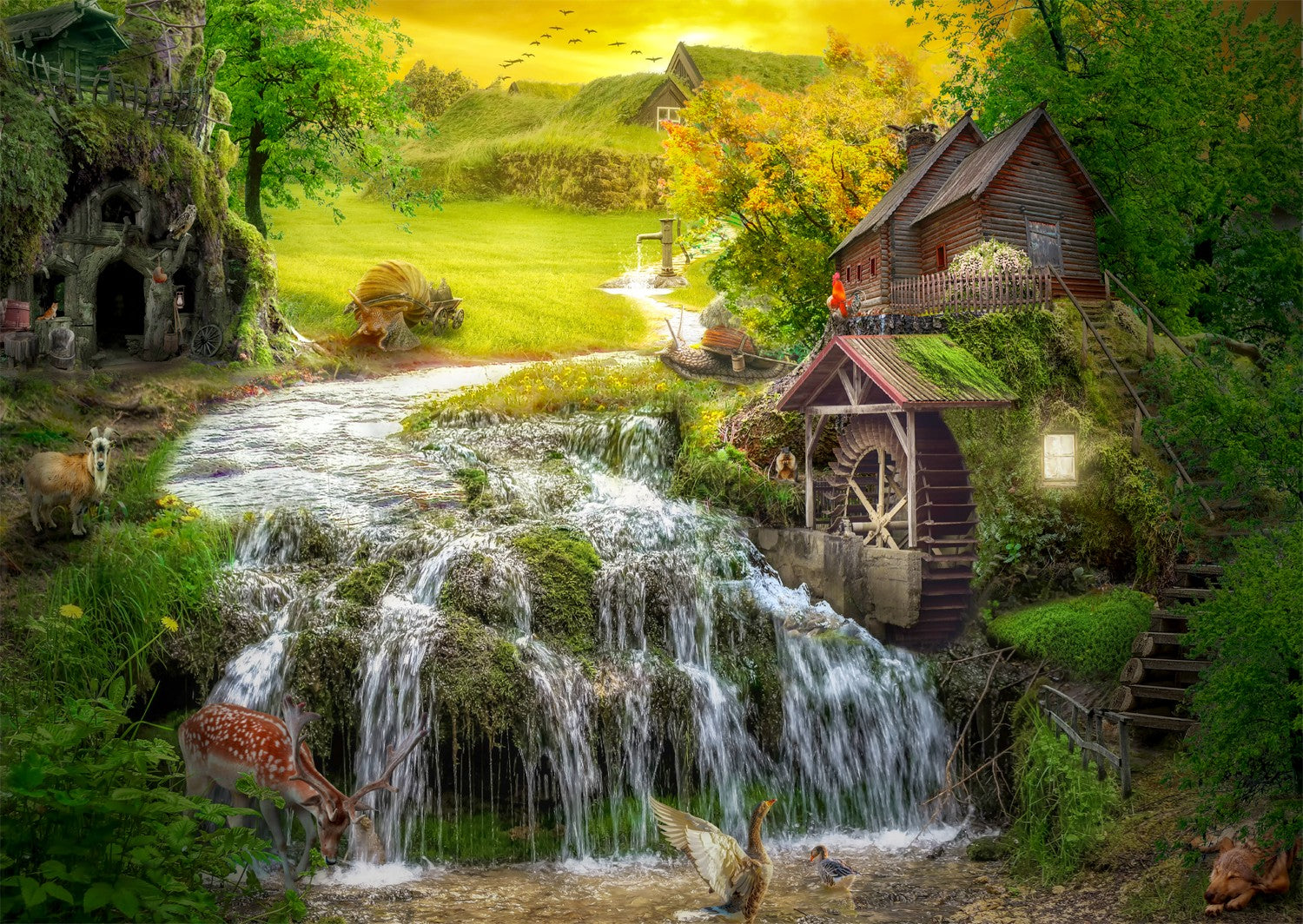 A Log Cabin by the Creek (1000pcs)