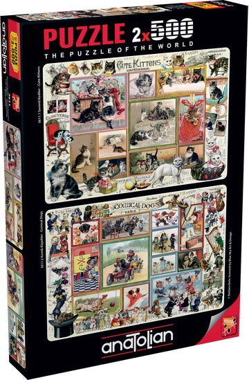 Cute Kittens - Comical Dogs, Barbara Behr (2x500pcs)