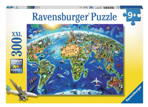 PFG Ravensburger World Landmarks Map, Adrian Chesterman (300 XXL) (Usage/Used _ PUZZLES FOR GOOD)