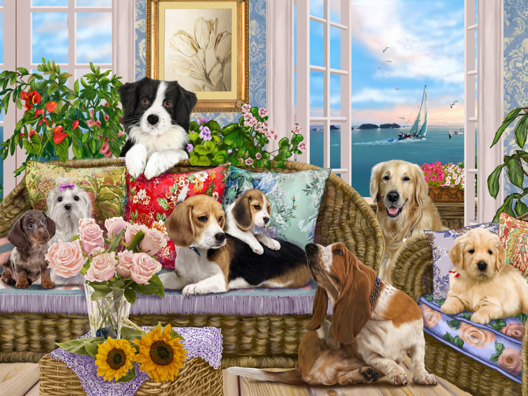 Chiens sur le canapé