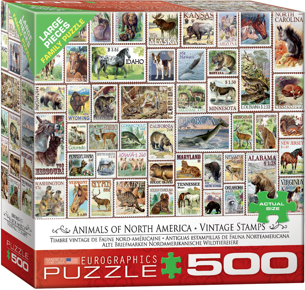 Animals of North America - Vintage Stamps (500pcs)