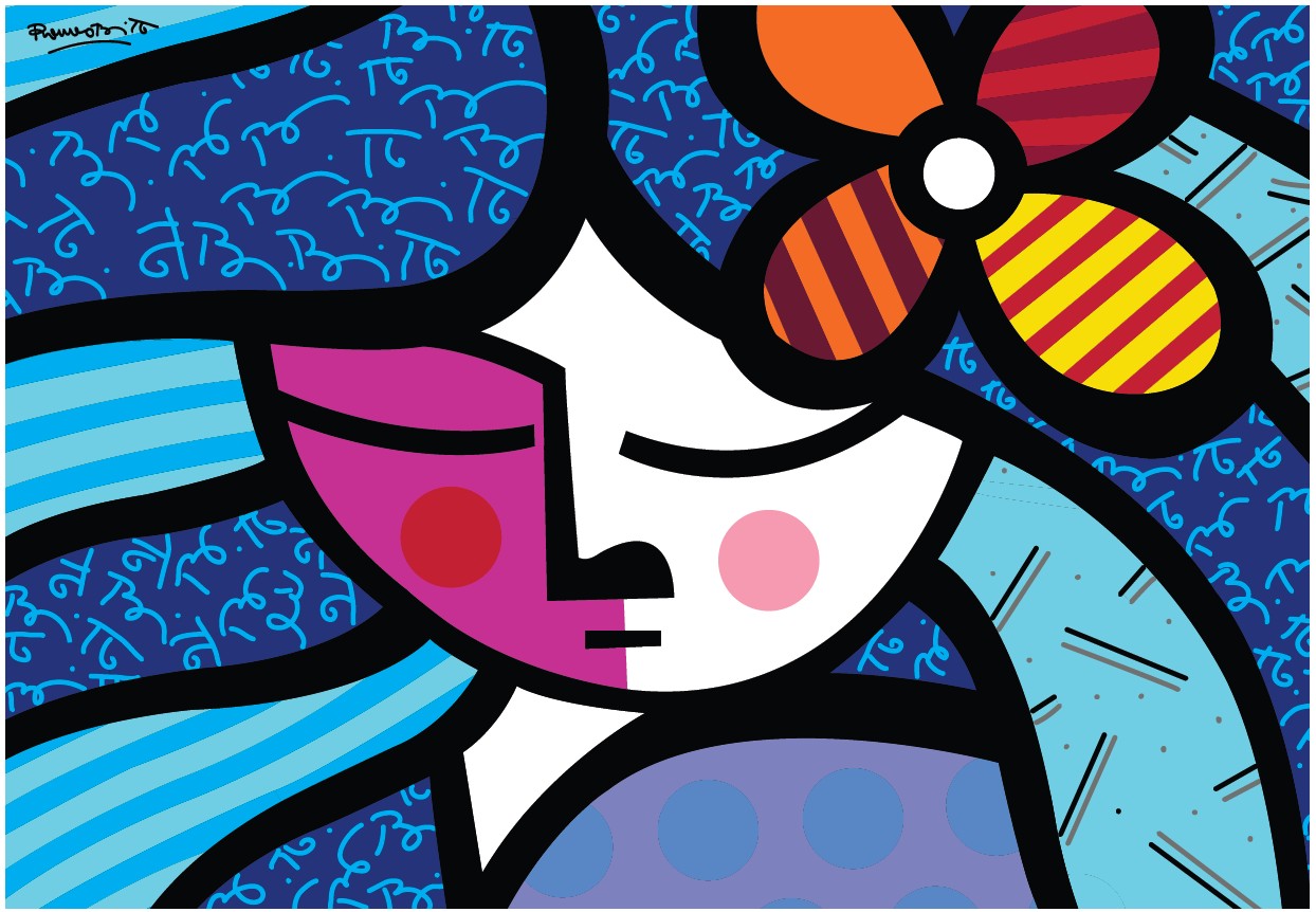 Romero Britto - Girl with Flower (1000pcs)
