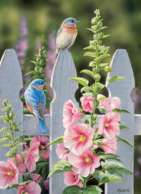 Bluebirds and Hollyhocks, Rosemary Millette