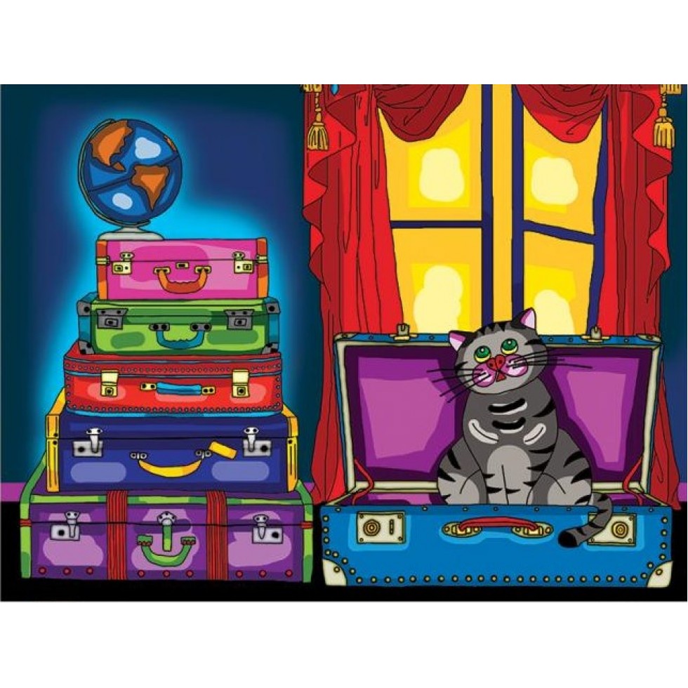 Le Chat dans la Valise/ Cat in a Suitcase, Diamond Painting
