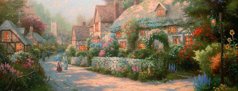 Cobblestone Village, Thomas Kinkade (Panoramic)