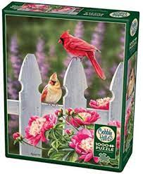 PFG Cardinals and Peonies, Rosemary Millette (Usage/Used - PUZZLES FOR GOOD)