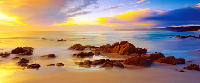 Plages amicales - Tasmanie, Australie (panoramique)