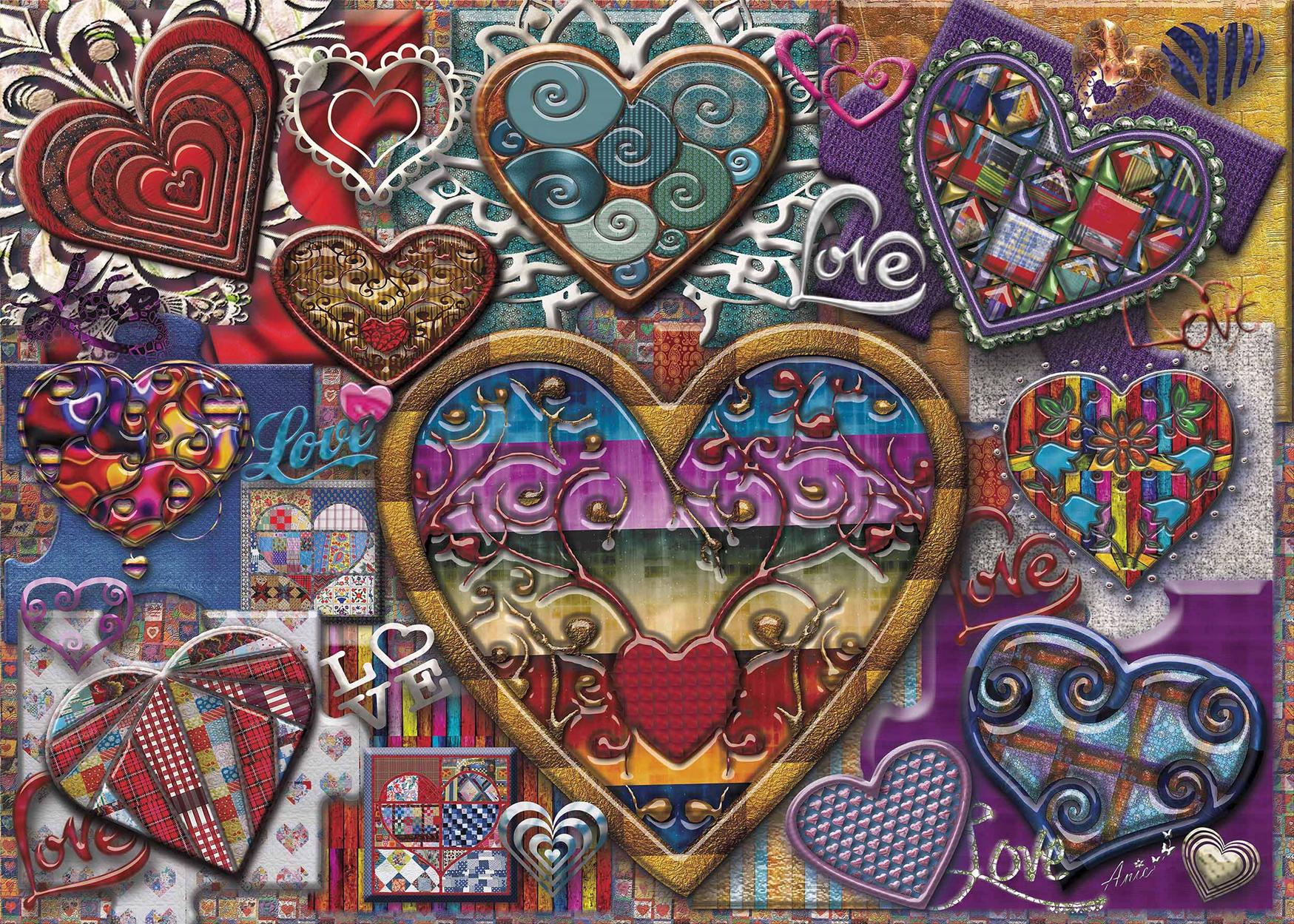 Coeurs de Vitrail / Hearts of Glass, Anie Maltais (1000pcs)