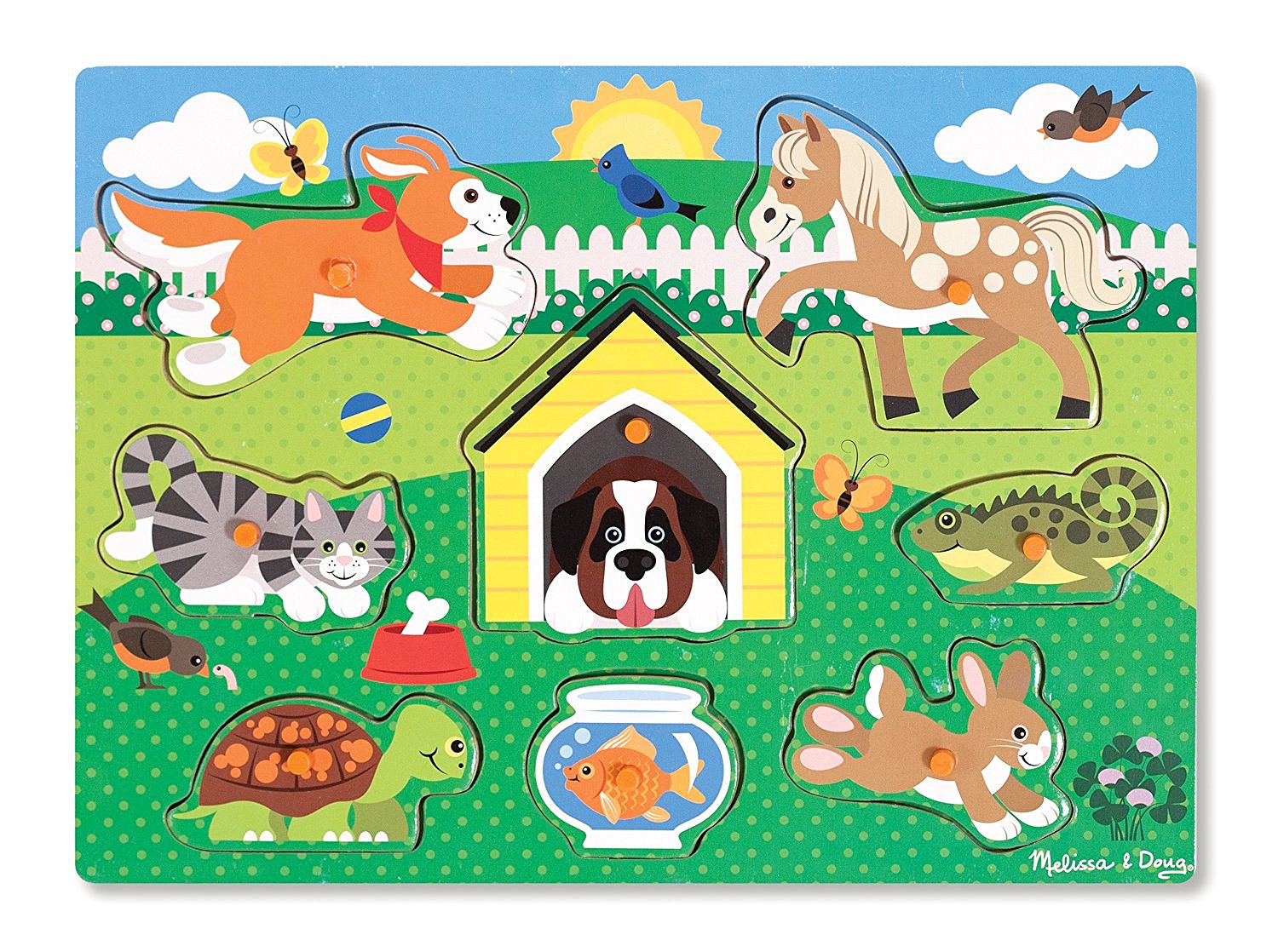 Animaux de compagnie - puzzle à cheville en bois (plateau)