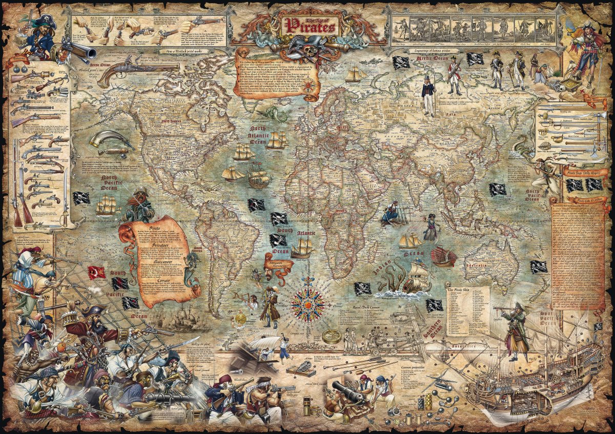 Map Art - Pirate World, Rajko Zigic (2000pcs)