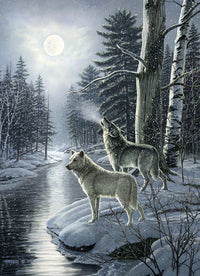 Loups par clair de lune