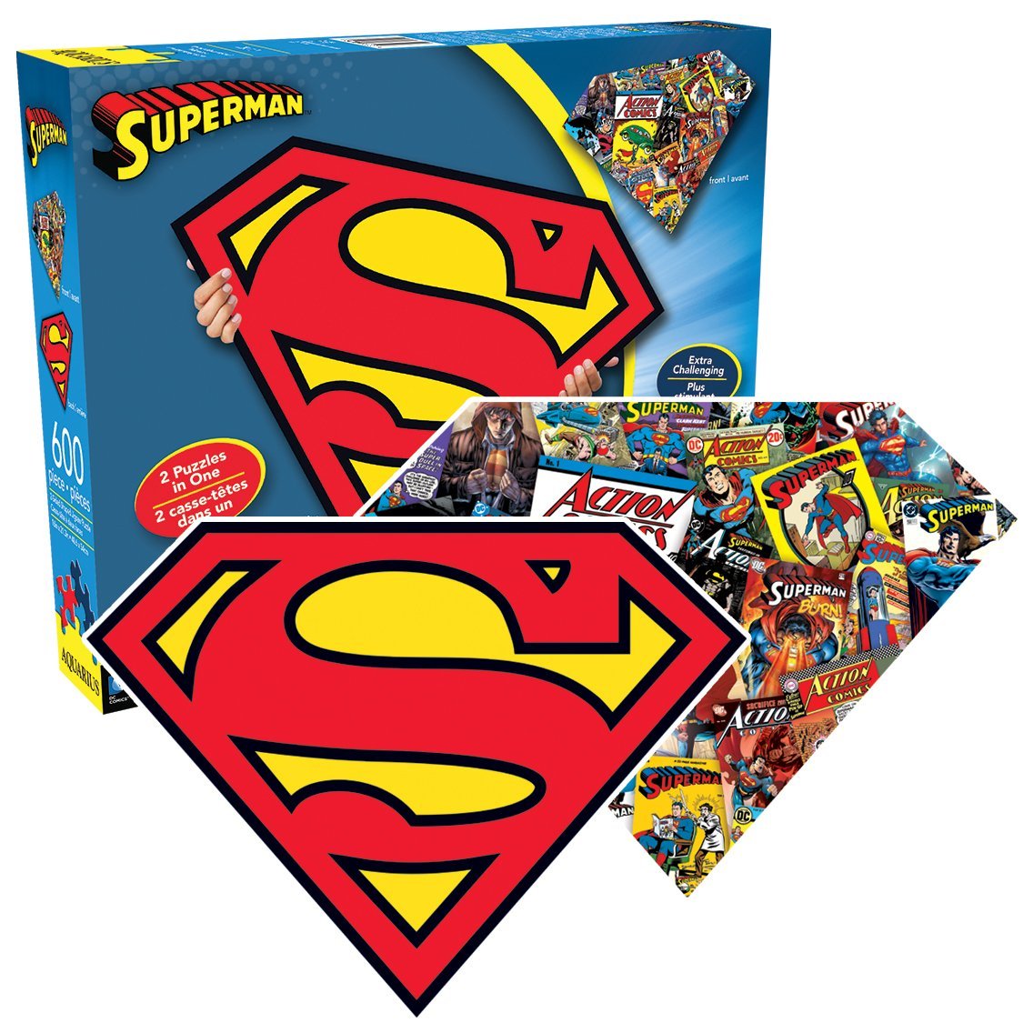 Superman Logo and Collage (2-Sided Shaped Puzzle)