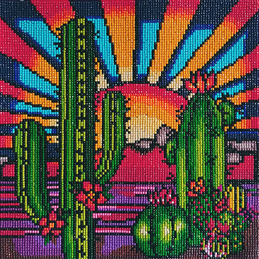 Cactus / soleil du désert, peinture de diamant